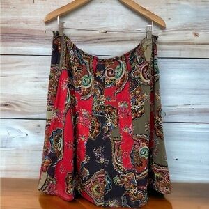 CHICO’S Flared Skirt Silk Paisley Boho Artsy Knee Length Colorful women's size 3